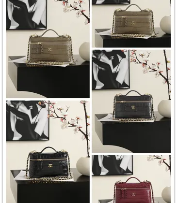 Chanel 5346 Small Vanity Bag Crocodile Embossed Calfskin Gold Chain 19cm #B67265