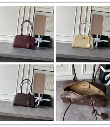 Chanel Boston Bowling Bag Calfskin Large Shoulder Handbag AS6580 17‑29‑10 #B67899