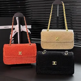 Chanel Coco Beach Woven Flap Chain Shoulder Bag AS6088 16‑25.5‑7 #B67896