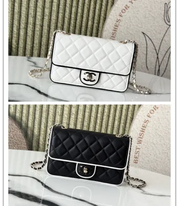 Chanel Mini flap bag, Lambskin & gold-tone metal, white & black #A49398 Chanel Mini flap bag, Lambskin & gold-tone metal, white & black #A49398