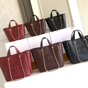 Chanel Shopping Tote Bag Calfskin Chain Shoulder Handbag AS6200 #B67895