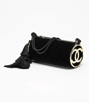 Chanel Velvet Tassel Tube Evening Bag Chain Shoulder Crossbody 5310 12‑23.5‑12 #B67904