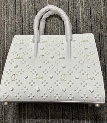 Christian Louboutin White Leather Handbag With Silver - Tone Embellishments #A52418 Christian Louboutin White Leather Handbag With Silver - Tone Embellishments #A52418