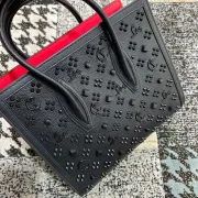 Christian Louboutin Black & Red Studded Leather Handbag With Signature Motifs #A52422 Christian Louboutin Black & Red Studded Leather Handbag With Signature Motifs #A52422