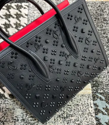 Christian Louboutin Black & Red Studded Leather Handbag With Signature Motifs #A52422 Christian Louboutin Black & Red Studded Leather Handbag With Signature Motifs #A52422