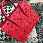 Christian Louboutin Red Studded Embellished Handbag With Signature Motifs #A52423 Christian Louboutin Red Studded Embellished Handbag With Signature Motifs #A52423