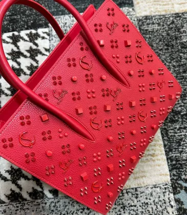 Christian Louboutin Red Studded Embellished Handbag With Signature Motifs #A52423 Christian Louboutin Red Studded Embellished Handbag With Signature Motifs #A52423