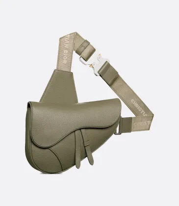 D-ior Saddle Belt Bag in Olive Green Leather With Signature Strap Design size:27×20×5cm #A54111 D-ior Saddle Belt Bag in Olive Green Leather With Signature Strap Design size:27×20×5cm #A54111