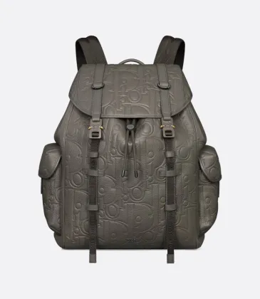 D-ior Men's Grey Embossed Leather Backpack with Signature Hardware - Luxury Fashion for Urban & Travel Essentials A205 #A57316 D-ior Men's Grey Embossed Leather Backpack with Signature Hardware - Luxury Fashion for Urban & Travel Essentials A205 #A57316