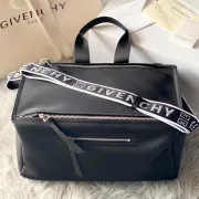 Givenchy Black Leather Top Handle Bag With Logo Webbing Strap #A52352 Givenchy Black Leather Top Handle Bag With Logo Webbing Strap #A52352