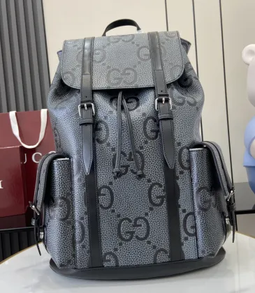 Gucci GG Supreme Canvas Backpack With Leather Trim And Drawstring Closure #A50427 Gucci GG Supreme Canvas Backpack With Leather Trim And Drawstring Closure #A50427