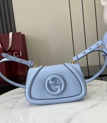 Gucci Light Blue Leather Shoulder Bag With Iconic Interlocking G Logo #A52731 Gucci Light Blue Leather Shoulder Bag With Iconic Interlocking G Logo #A52731