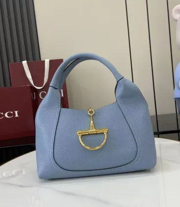 Gucci Light Blue Leather Handbag With Signature Gold Horsebit Accent #A52732 Gucci Light Blue Leather Handbag With Signature Gold Horsebit Accent #A52732