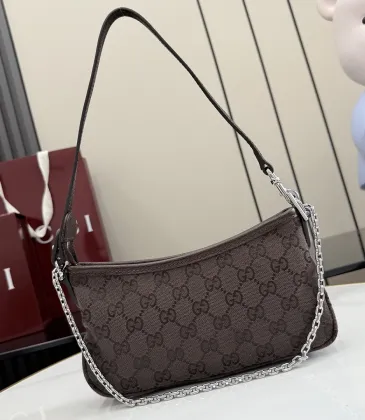 Gucci 875847 Vintage GG Supreme Brown Canvas Silver Chain Underarm Shoulder Handbag #A66008 Gucci 875847 Vintage GG Supreme Brown Canvas Silver Chain Underarm Shoulder Handbag #A66008