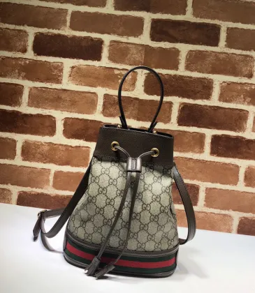 Gucci GG Supreme Canvas Bucket Bag With Web Stripe and Leather Trim size:26×31×12cm #A53677 Gucci GG Supreme Canvas Bucket Bag With Web Stripe and Leather Trim size:26×31×12cm #A53677