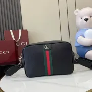 Gucci Black Leather Crossbody Bag With Signature Web Stripe And GG Logo size:28×18×7cm #A54120 Gucci Black Leather Crossbody Bag With Signature Web Stripe And GG Logo size:28×18×7cm #A54120