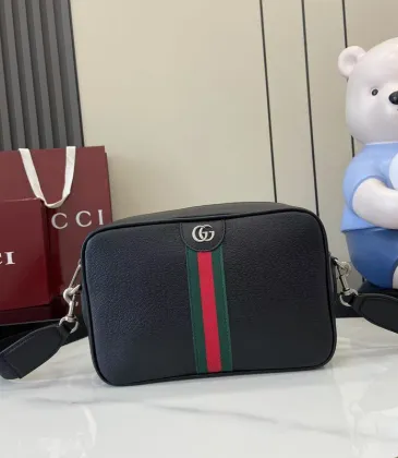 Gucci Black Leather Crossbody Bag With Signature Web Stripe And GG Logo size:28×18×7cm #A54120 Gucci Black Leather Crossbody Bag With Signature Web Stripe And GG Logo size:28×18×7cm #A54120