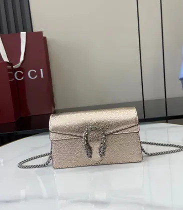 Gucci Metallic Leather Dionysus Chain Shoulder Bag With Crystal - Embellished Buckle size:16.5×10×4.5cm #A53840 Gucci Metallic Leather Dionysus Chain Shoulder Bag With Crystal - Embellished Buckle size:16.5×10×4.5cm #A53840
