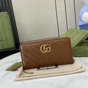 Gucci Quilted Leather Zip Around Wallet With Iconic Double G Hardware #A52725 Gucci Quilted Leather Zip Around Wallet With Iconic Double G Hardware #A52725