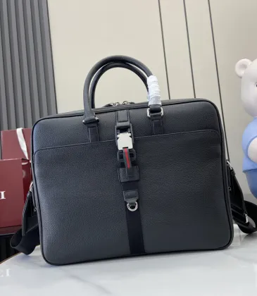 Gucci Men's Briefcase In Black Pebbled Leather With Signature Web Accent And Lock #A50716 Gucci Men's Briefcase In Black Pebbled Leather With Signature Web Accent And Lock #A50716