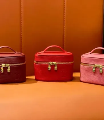 Epi Leather Vanity Case Collection - Luxury Cosmetic Bags with Gold-Tone Zippers in Multiple Elegant Colors M25857 #A58353 Epi Leather Vanity Case Collection - Luxury Cosmetic Bags with Gold-Tone Zippers in Multiple Elegant Colors M25857 #A58353