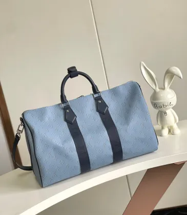 Louis Vuitton Light Blue Monogrammed Keepall Bag For Stylish Travel Moments #A51005 Louis Vuitton Light Blue Monogrammed Keepall Bag For Stylish Travel Moments #A51005