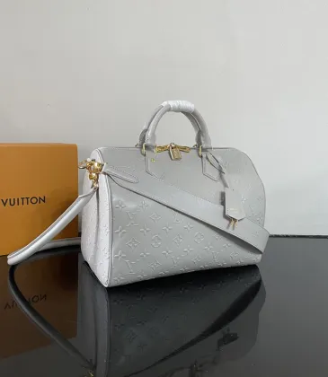 Louis Vuitton Speedy Bandoulière Bag In Embossed Grey For Timeless Elegance #A52103 Louis Vuitton Speedy Bandoulière Bag In Embossed Grey For Timeless Elegance #A52103