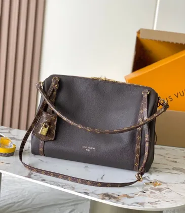 Louis Vuitton M26397 Express Medium Hobo Bag Dark Brown Calfskin Monogram Trim Crossbody Handbag #A65979 Louis Vuitton M26397 Express Medium Hobo Bag Dark Brown Calfskin Monogram Trim Crossbody Handbag #A65979