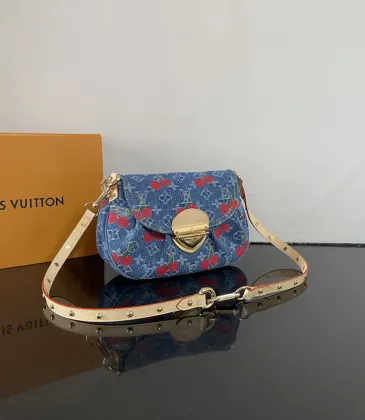 Louis Vuitton Denim Cherry Print Crossbody Bag With Gold - Tone Hardware #A52595 Louis Vuitton Denim Cherry Print Crossbody Bag With Gold - Tone Hardware #A52595