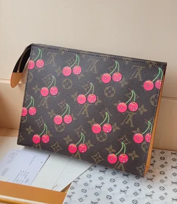M14372 Cherry-Print Pouch - Monogram Canvas with Glossy Zipper & Washable Lining #A59491 M14372 Cherry-Print Pouch - Monogram Canvas with Glossy Zipper & Washable Lining #A59491
