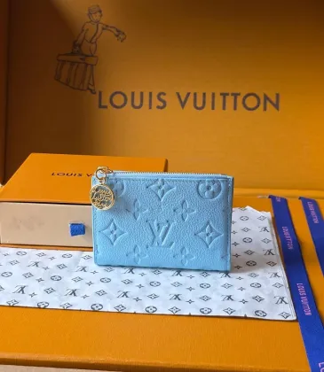 Louis Vuitton M27488 Lisa Light Blue Empreinte Leather Compact Zip Card Wallet #A66004 Louis Vuitton M27488 Lisa Light Blue Empreinte Leather Compact Zip Card Wallet #A66004