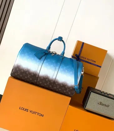 Louis Vuitton M28227 Keepall 50 Blue Gradient Monogram Canvas Bandouliere Travel Duffle Bag #A66007 Louis Vuitton M28227 Keepall 50 Blue Gradient Monogram Canvas Bandouliere Travel Duffle Bag #A66007