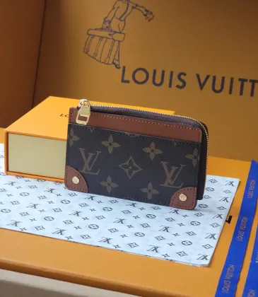 Louis Vuitton Monogram Canvas Zip Card Holder With Leather Accents #A52599 Louis Vuitton Monogram Canvas Zip Card Holder With Leather Accents #A52599
