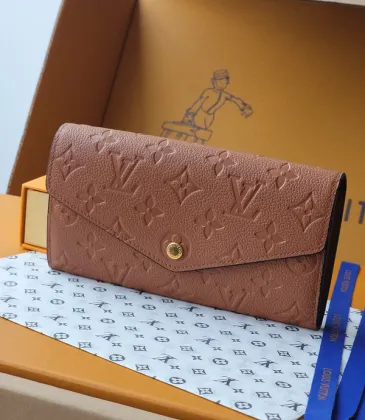 Louis Vuitton Brown Empreinte Leather Envelope Wallet With Signature Monogram And Gold Button #A50898 Louis Vuitton Brown Empreinte Leather Envelope Wallet With Signature Monogram And Gold Button #A50898