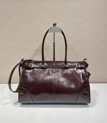 Prada Burgundy Leather Handbag With Signature Logo And Timeless Design #A50984 Prada Burgundy Leather Handbag With Signature Logo And Timeless Design #A50984