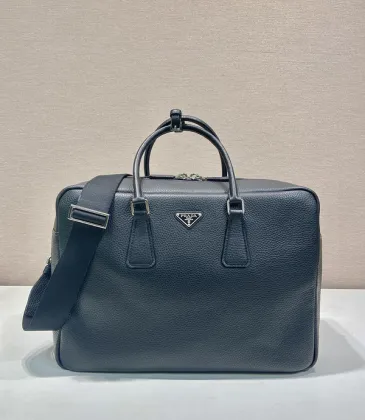 Prada Men's Black Pebbled Leather Briefcase with Signature Logo and Versatile Strap #A50985 Prada Men's Black Pebbled Leather Briefcase with Signature Logo and Versatile Strap #A50985
