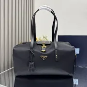 Prada Black Nylon Top - Handle Bag With Gold - Tone Hardware: Blend of Function and Luxury #A49966 Prada Black Nylon Top - Handle Bag With Gold - Tone Hardware: Blend of Function and Luxury #A49966