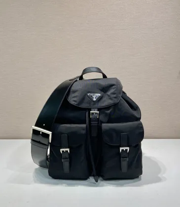 Stylish Black Prada Nylon Backpack With Leather Accents For Trendy Outfits #A49959 Stylish Black Prada Nylon Backpack With Leather Accents For Trendy Outfits #A49959