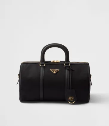 Prada Black Nylon Boston Bag With Gold - Tone Accents: A Fusion of Durability and Luxury #A49967 Prada Black Nylon Boston Bag With Gold - Tone Accents: A Fusion of Durability and Luxury #A49967