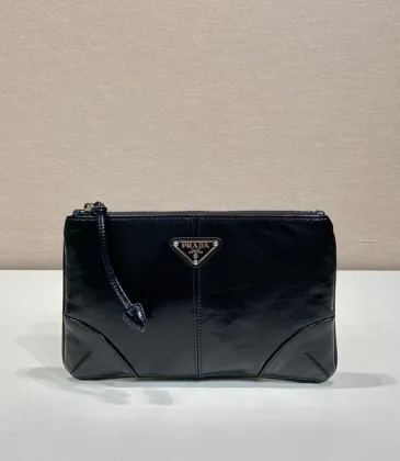 Elegant Black Prada Leather Clutch With Iconic Logo For Timeless Fashion Looks #A49962 Elegant Black Prada Leather Clutch With Iconic Logo For Timeless Fashion Looks #A49962