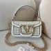 Valentino 6609 VLogo Woven Leather Shoulder Bag Detachable Chain Strap #B67274
