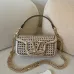 Valentino 6609 VLogo Woven Leather Shoulder Bag Detachable Chain Strap #B67274
