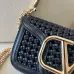 Valentino 6609 VLogo Woven Leather Shoulder Bag Detachable Chain Strap #B67274