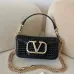 Valentino 6609 VLogo Woven Leather Shoulder Bag Detachable Chain Strap #B67274