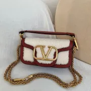 Valentino MINI LOC Shearling & Leather Crossbody Bag 20×11×5cm #A65017 Valentino MINI LOC Shearling & Leather Crossbody Bag 20×11×5cm #A65017