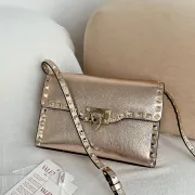 Valentino Rockstud Metallic Leather Envelope Crossbody Bag 22.5×5×16cm #A65019 Valentino Rockstud Metallic Leather Envelope Crossbody Bag 22.5×5×16cm #A65019
