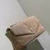 SAINT LAURENT Cassandra Envelope Clutch – Beige Suede Leather with Gold YSL Logo #A58763