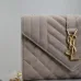 SAINT LAURENT Cassandra Envelope Crossbody Bag Set – Tan Leather-Suede &amp; Black Velvet with Gold YSL Logo (Detachable Chain Strap) #A58774