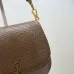 SAINT LAURENT Kaia Small Saddle Bag Set – Brown Croc-Embossed &amp; Black Smooth Leather with Gold YSL Logo #A58765