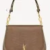 SAINT LAURENT Kaia Small Saddle Bag Set – Brown Croc-Embossed &amp; Black Smooth Leather with Gold YSL Logo #A58765